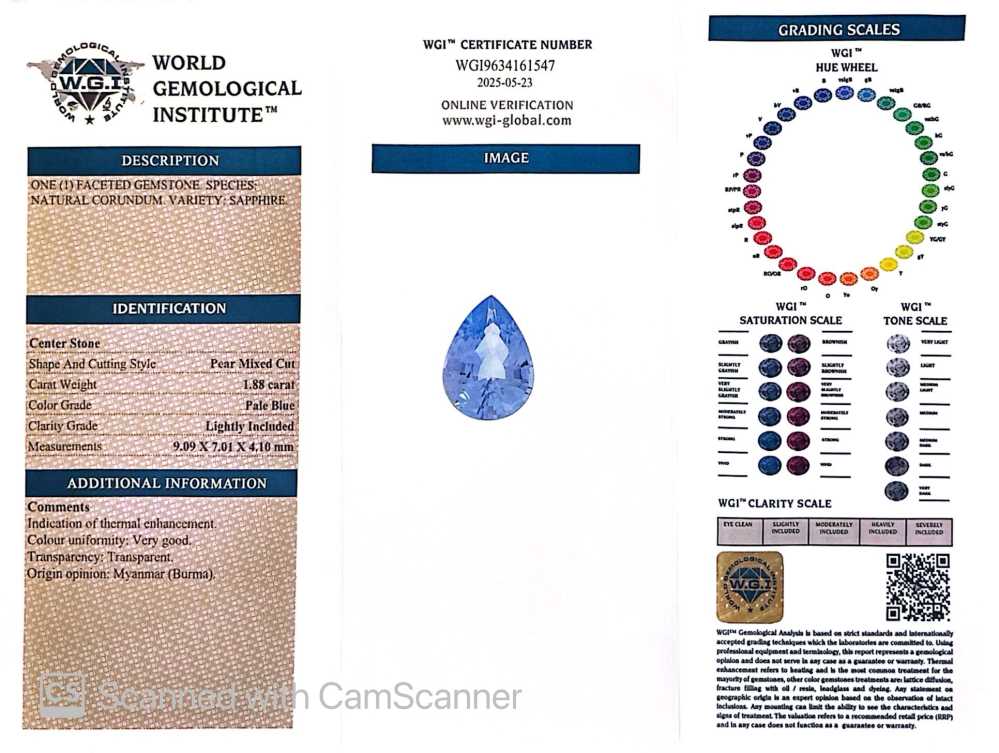 1.88ct Periwinkle Sapphire | 1.29 ratio | Certified
