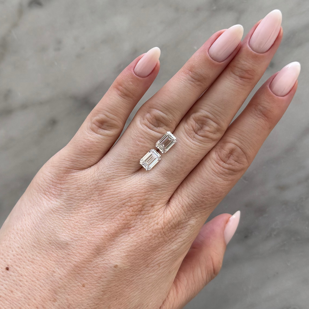 Matched Pair Emerald | 4.20ctw F VS1/VVS2 | 1.48 ratio | IGI Certified 763674724, 756531166