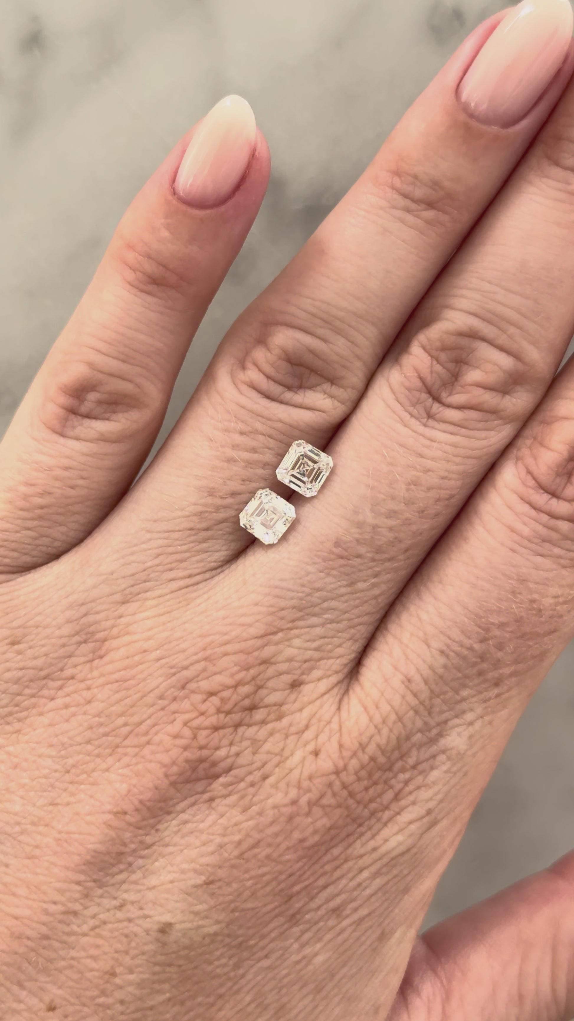 Asscher Matched Pair | 2.08ctw E VVS2 | 1.00 ratio | IGI Certified 803630381, 804604014